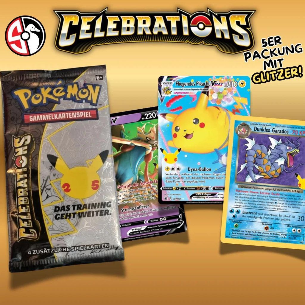 Pokémon Celebration – Kartenpaket (5 Karten) – Deutsch – inkl. 1 Hit-Karte sammelkarten