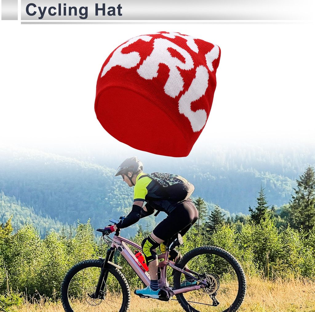 Fahrrad Mütze Warm Komfortabel und Atmungsaktiv Schutzhelm Innenfutter Acryl Rot 20x21cm 1Stk