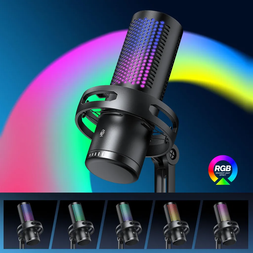 Microphone USB à Condensateur pour PC - Micro de Jeu Gamer RVB G10