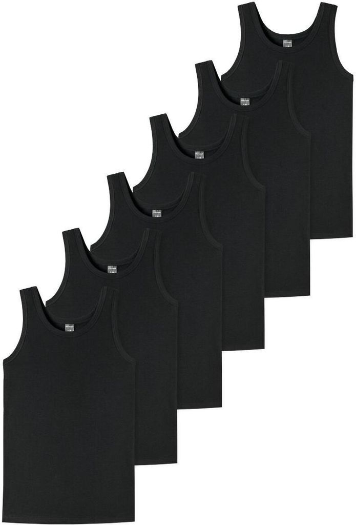 Schiesser 6er Pack Teens Boys 95/5 Organic Baumwolle Unterhemd / Tanktop Runder Halsausschnitt, Arm- und Halsausschnitt mit Einfass, Breite Träger...