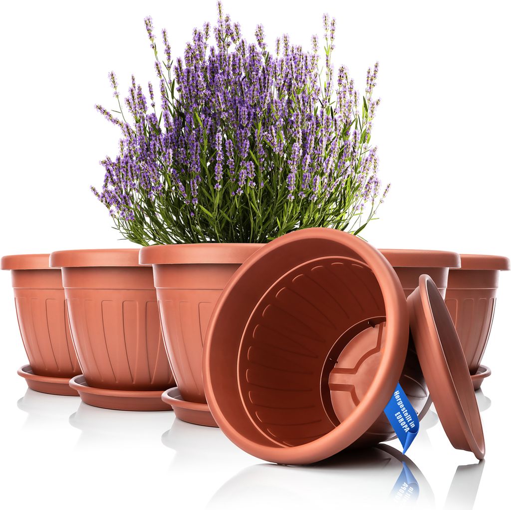 BigDean 6x Blumentopf mit Untersetzer rund ø40xH31 cm Produktbild 