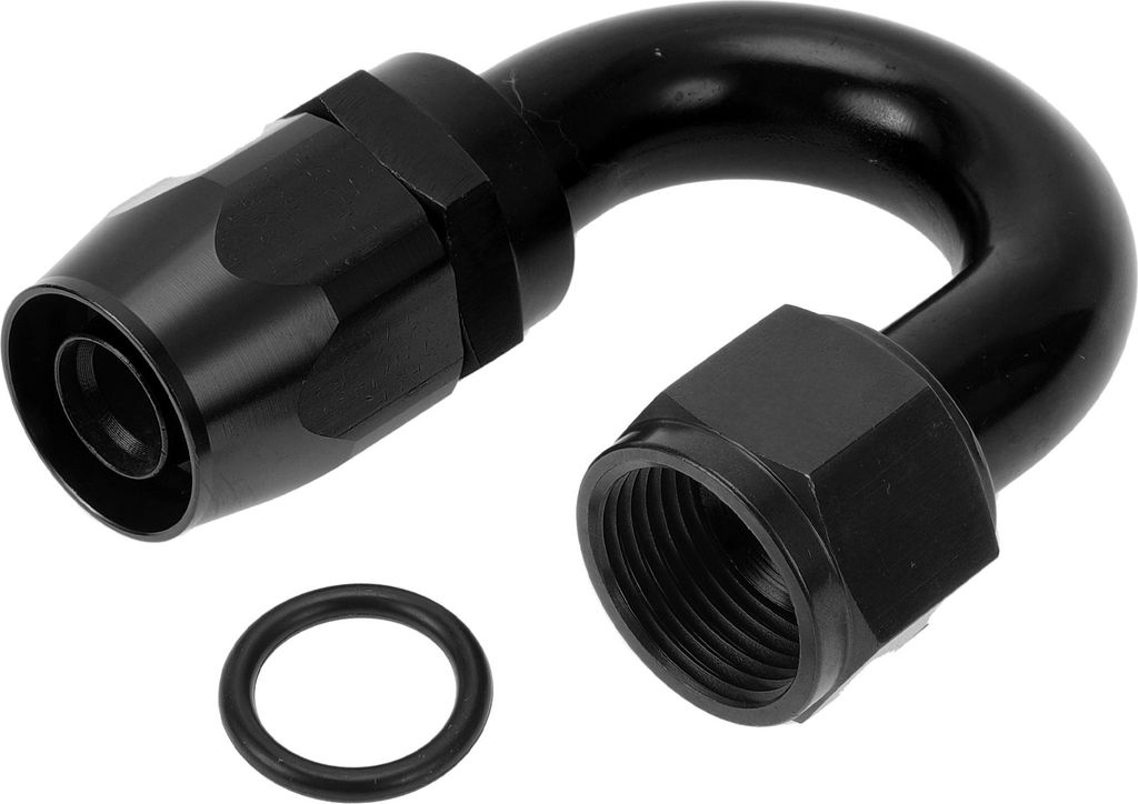 Männlicher Reduzierer Schlauchanschluss Adapter TF-1001-AN12 180° Kraftstoffleitung Verbinder Aluminium mit O-Ring Schwarz