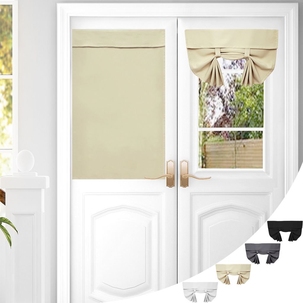Türvorhang Beige Französische Verdunkelung 66*102cm Sichtschutz Thermisch Selbstklebende Blickdicht Türvorhänge Für Tür Privatsphäre, 1 Panel