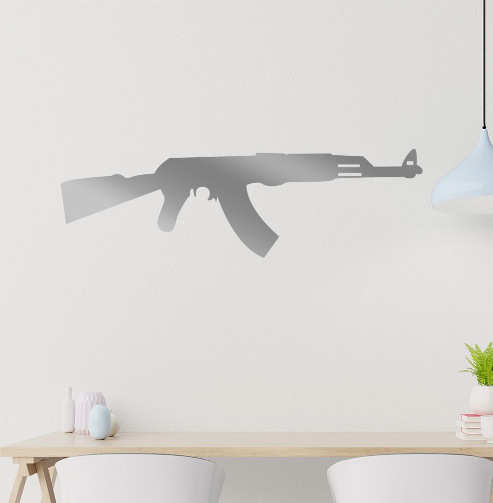AK47 Wandtattoo in 6 Größen - Wandaufkleber Wall Sticker - Dekoration, Küche, Wohnzimmer, Schlafzimmer, Badezimmer