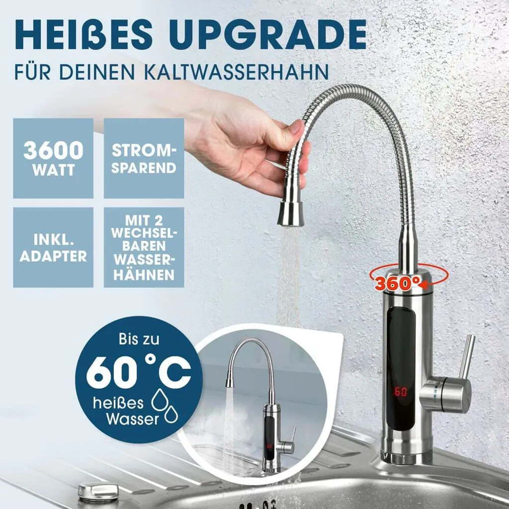 Fini l'Eau Froide avec ce Robinet Électrique Inox à Chauffage Rapide