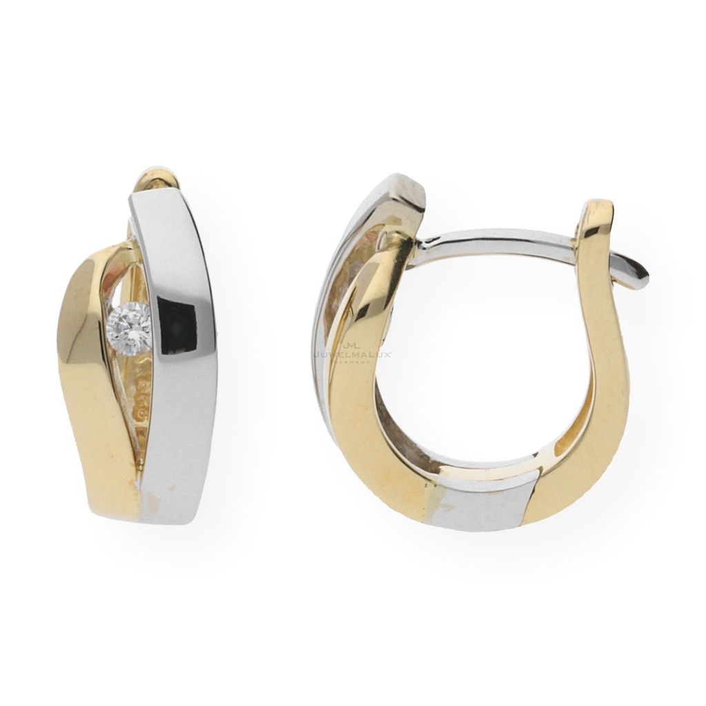 Creolen Gold und Weißgold 333 Zirkonia JL10-06-0224 JuwelmaLux