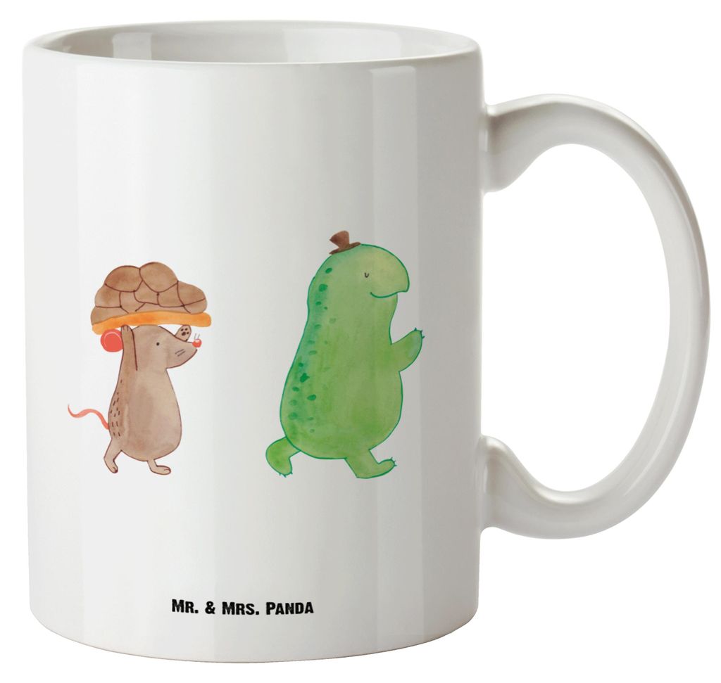 Mr. & Mrs. Panda Pott Schildkröte Maus - Weiß - Geschenk, Große Tasse, Beste Freundinnen, Freunde, mit henkel, Teetasse, Haferl, jumbotasse