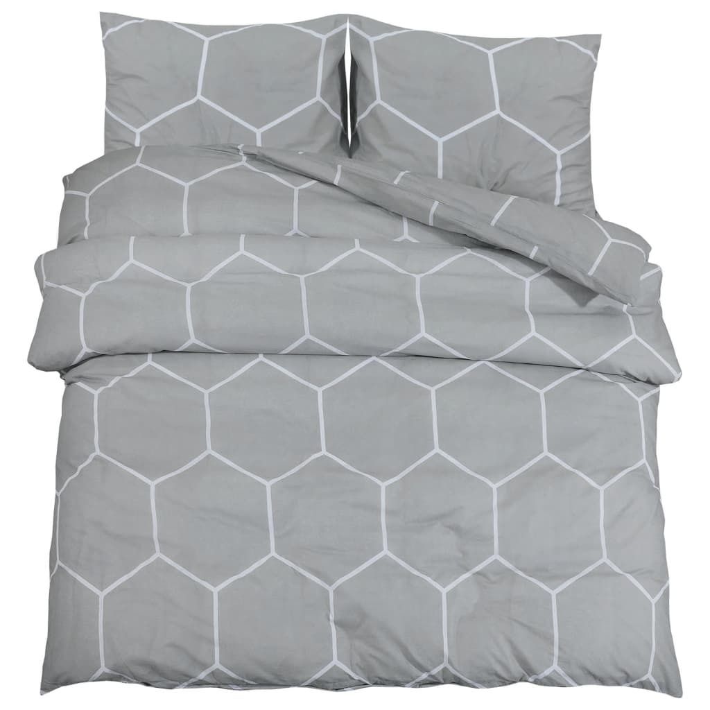 vidaXL Ensemble de literie Gris 200x200 cm coton Image du produit 