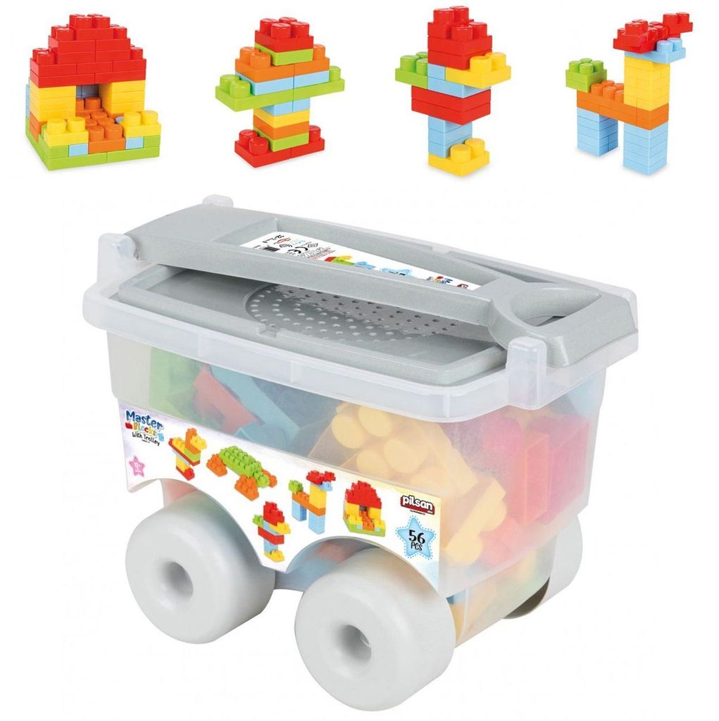 Pilsan Bausteine 03575 im Trolly 56 Teile, große bunte Produktbild 