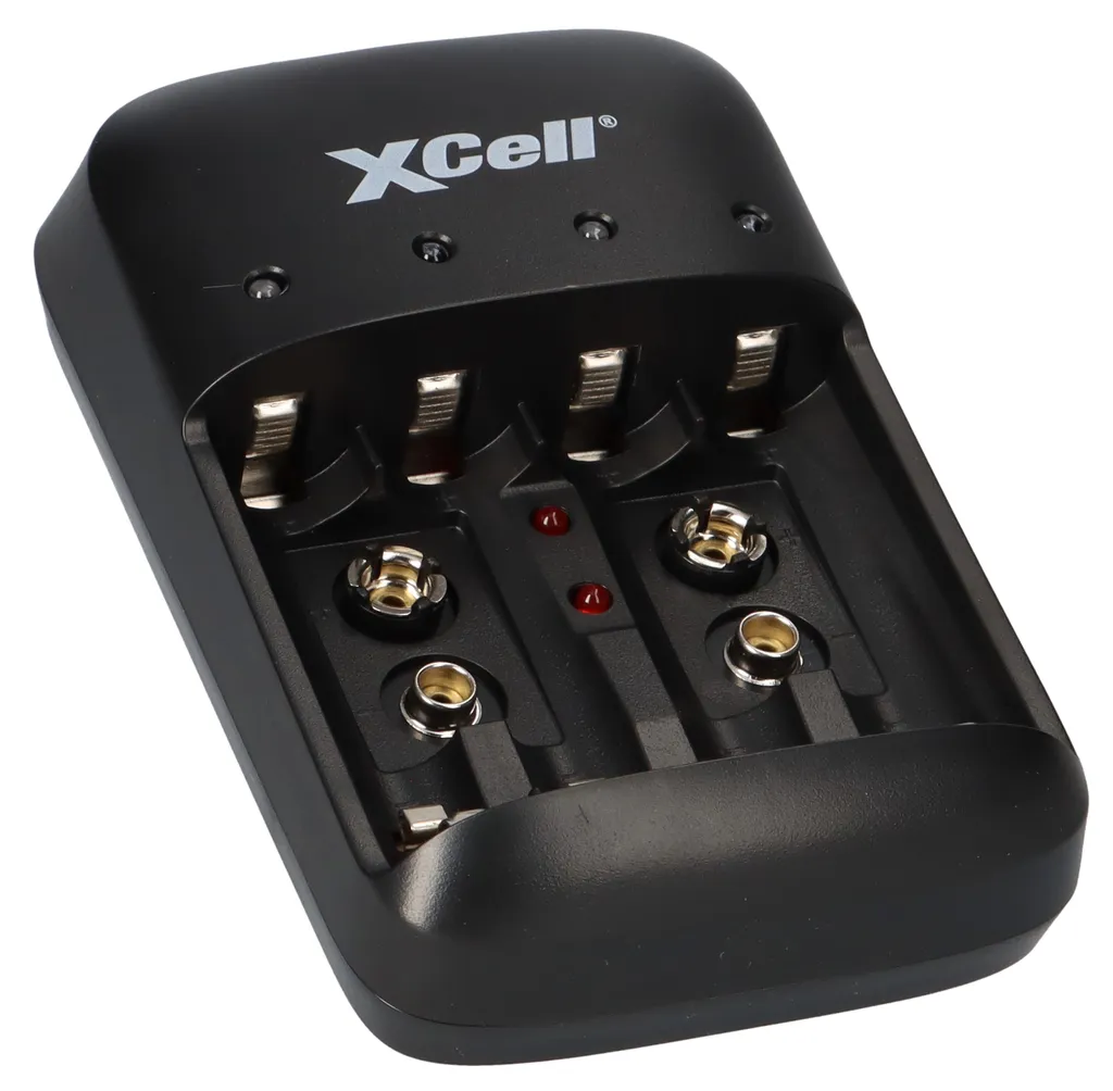 Chargeur intelligent XCell BC-X500 avec slots dédiés piles 9V et AA