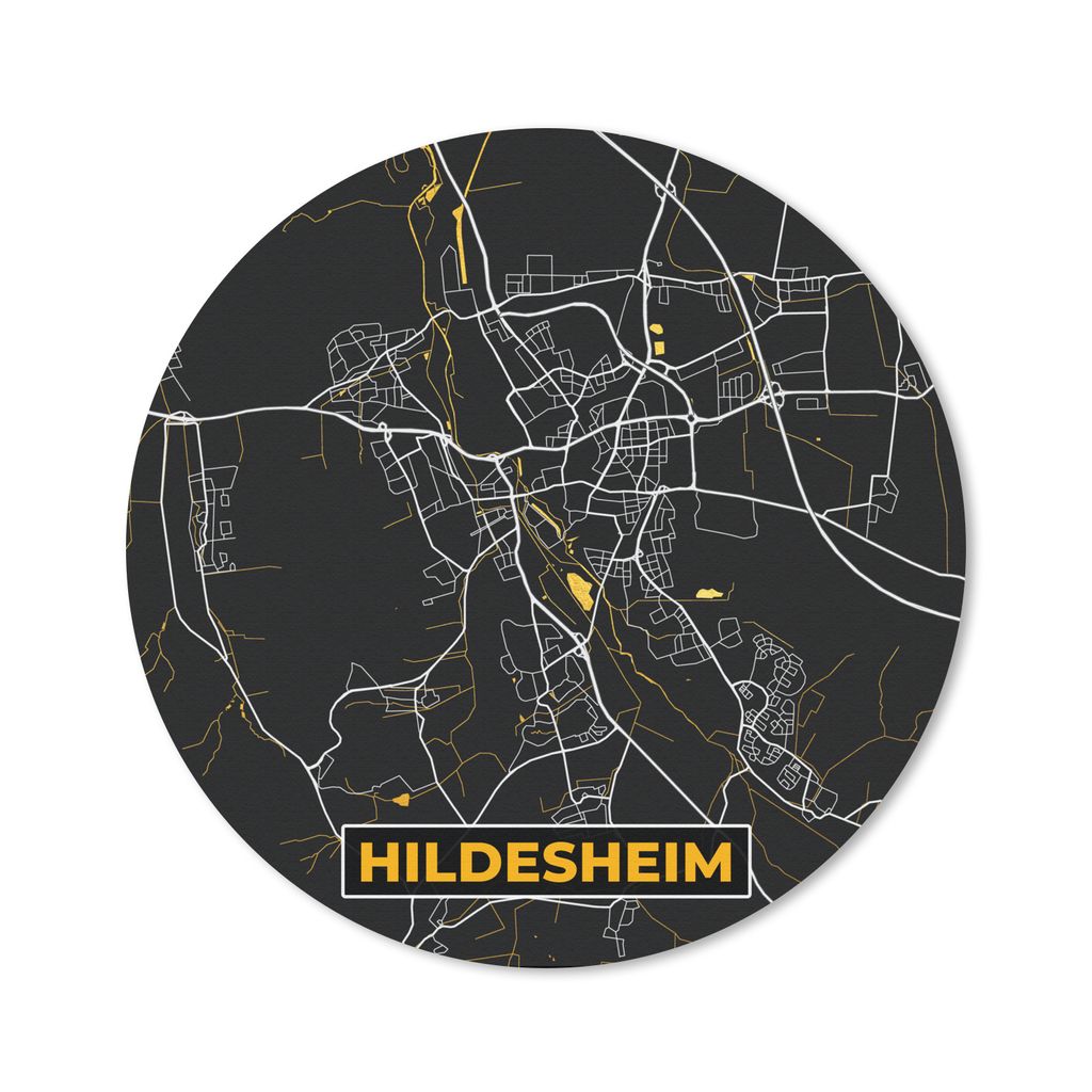 MuchoWow Mauspad Mousepad Hildesheim - Gold - Stadtplan - Karte - Deutschland 20x20 cm - Mousepads - Maus Mat - Pad - Mausunterlage - Schreibtisc...