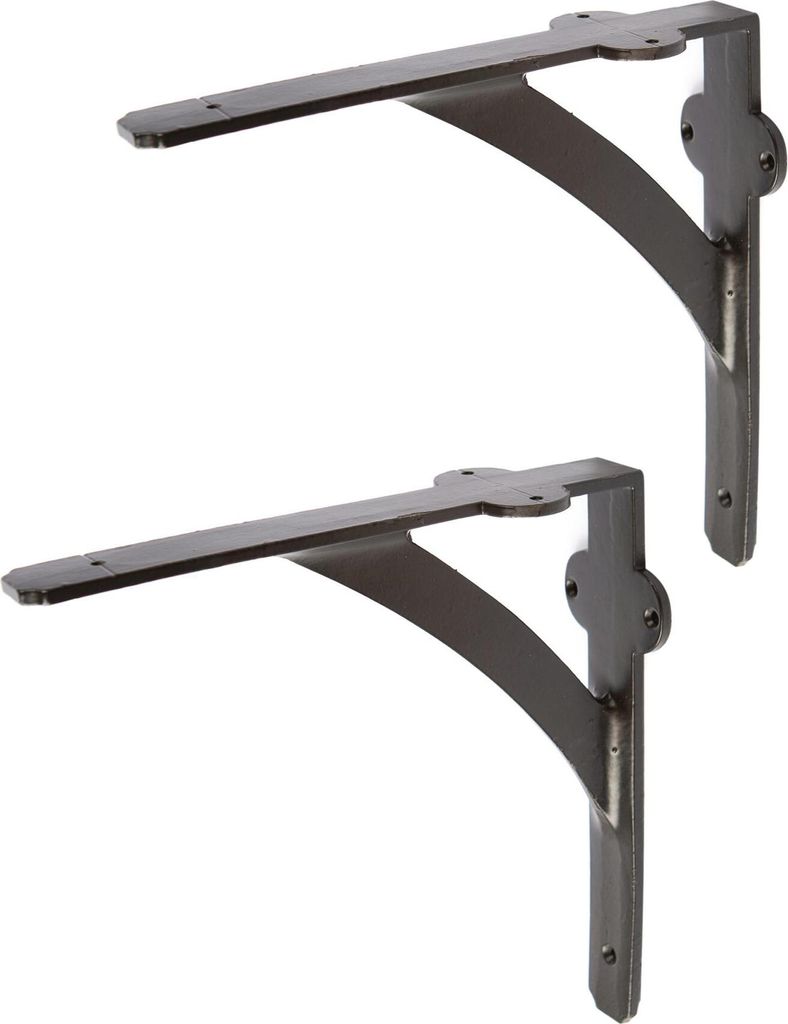 2x Eisenregal-Halterung Gusseisen Antike Vintage Wandhalterungen 205mm Schwarz