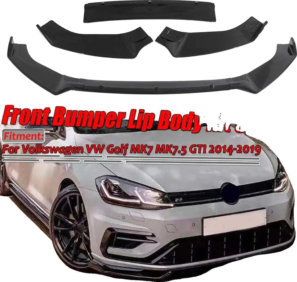 Lèvre de jupe avant en PP noir brillant pour VW Golf MK7 et MK7.5 GTI