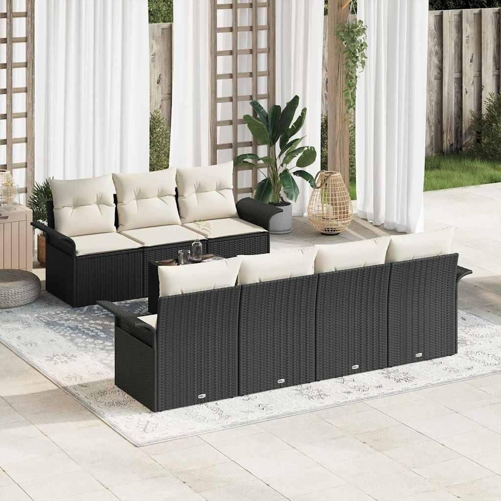 Möbel Garten-Sofa-Set 8 pcs Schwarz und Creme 55 x 55 x 37 cm - Gartensofas 3353936