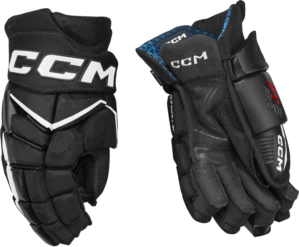 Gants CCM JETSPEED FT8 PRO Senior noir blanc 15 pouces pour hockey