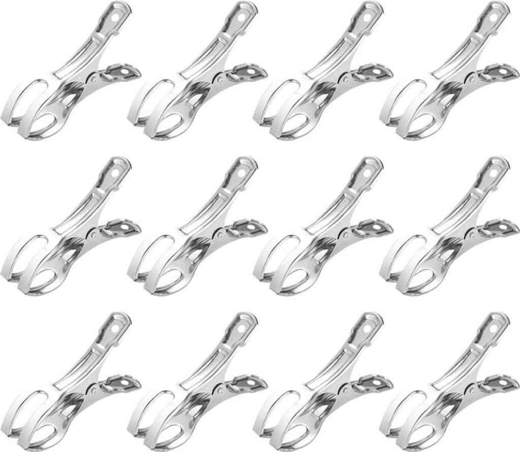 Große hängende Klammern, 12 Stück Handtuchklammern, rostfreie Strandhandtuchclips, winddicht, für Strandtuch, Bettwäsche und dicke Kleidung (1...