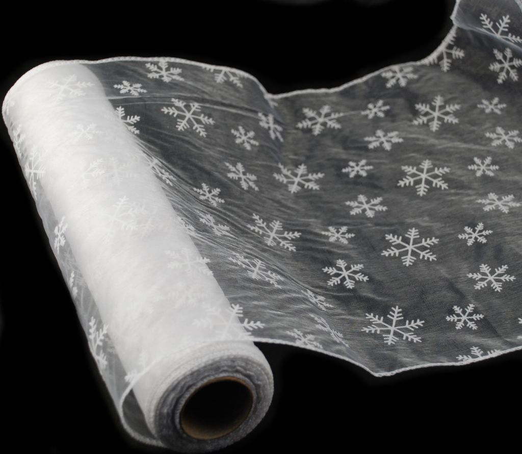 Flocken Organza in weiß 35 cm x 20 m gekettelt mit Produktbild 
