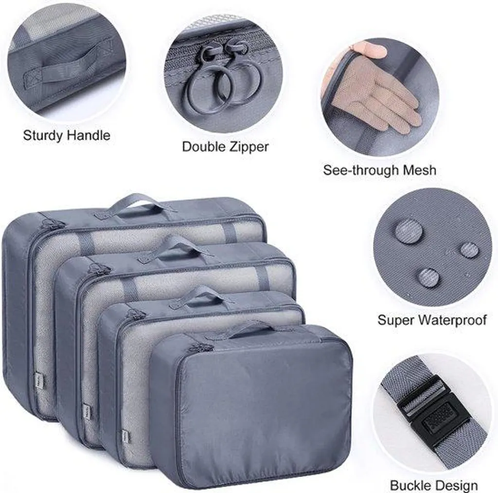Lot de 8 sacs de rangement valise étanches pour organisation bagage