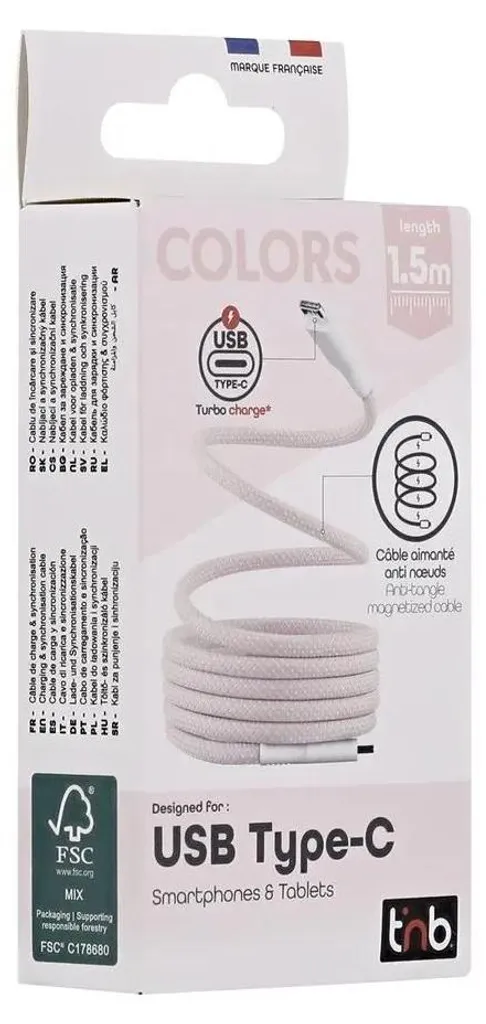 Câble USB-C T'nB 1,5m Rose et Blanc Idéal pour Recharge Tablette et PC - 3