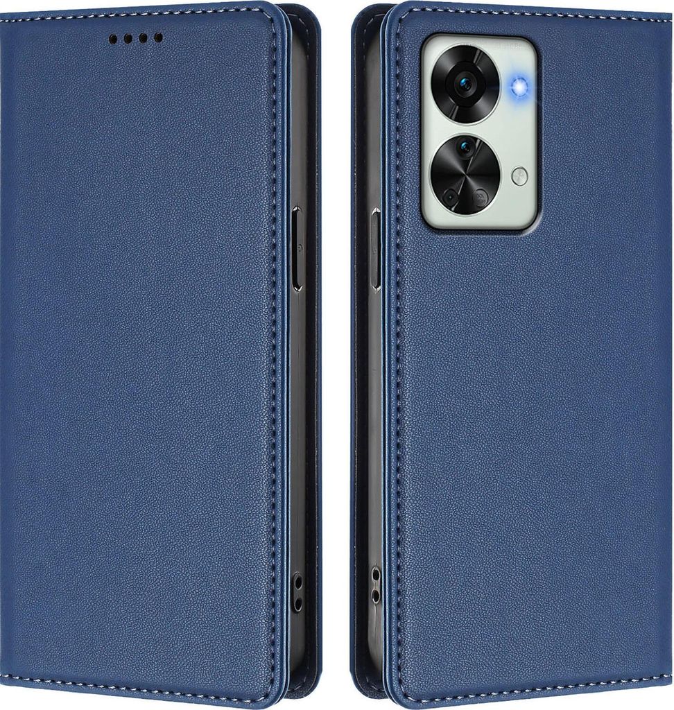 Handyhülle für OnePlus Nord 2T, Kunstleder Klapphülle Stoßfeste Magnetische Hülle mit Ständer Dunkelblau