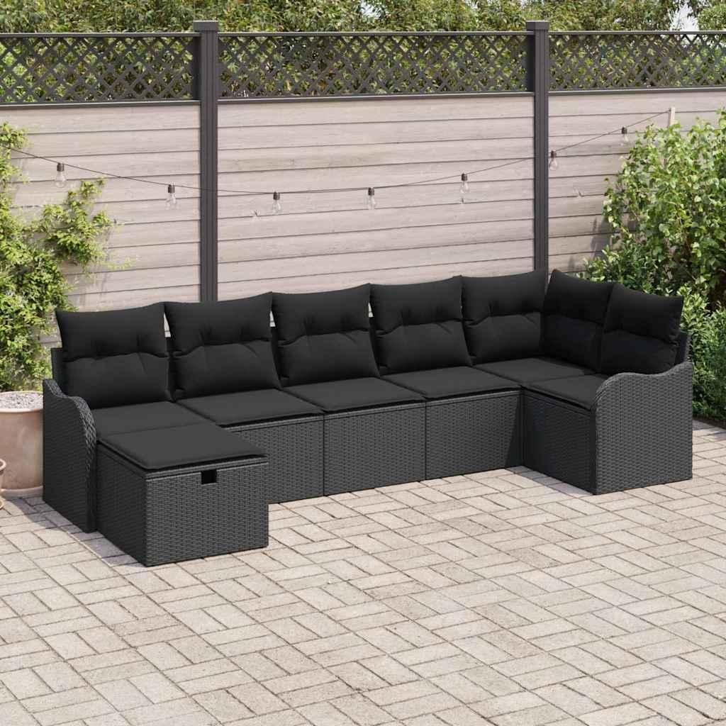 Möbel Garten-Sofa-Set 7 pcs Schwarz 287.5 x 122.5 x 85 cm Poly Rattan - Gartensofas 3359002