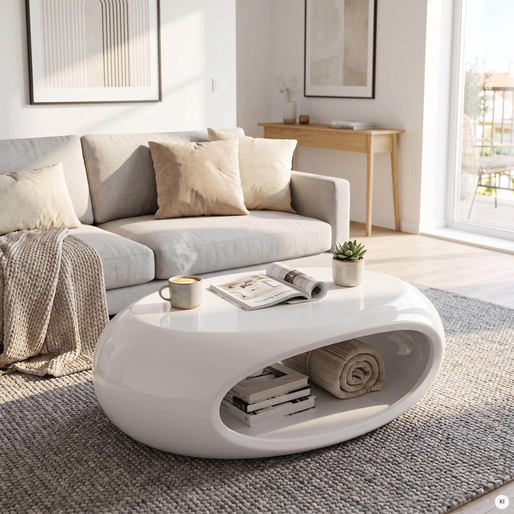 SalesFever Couchtisch oval | Hochglanz lackiert