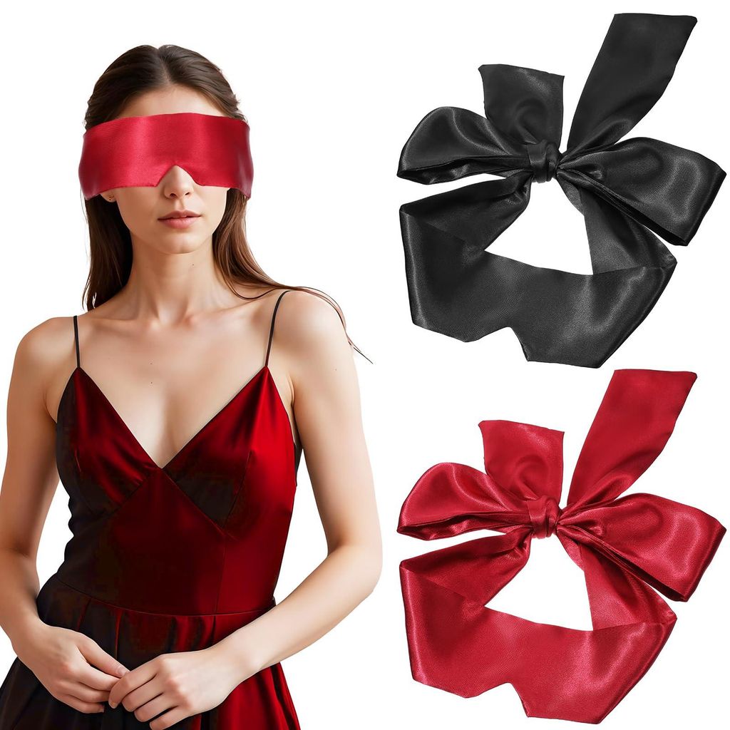 Set mit 2 Satin-Augenmasken, weiche Schlafmaske, 148 cm, Verdunkelungs-Augenschutz für Frauen, Männer, Paare, Reise-Augenmaske für Nachtruhe, Re...