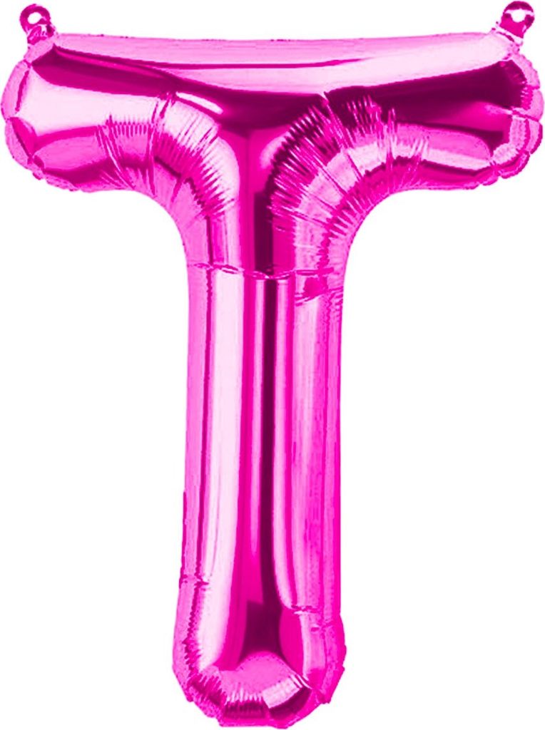 Folienballon Buchstabe T, pink, ca. 40 cm, für Luftbefüllung