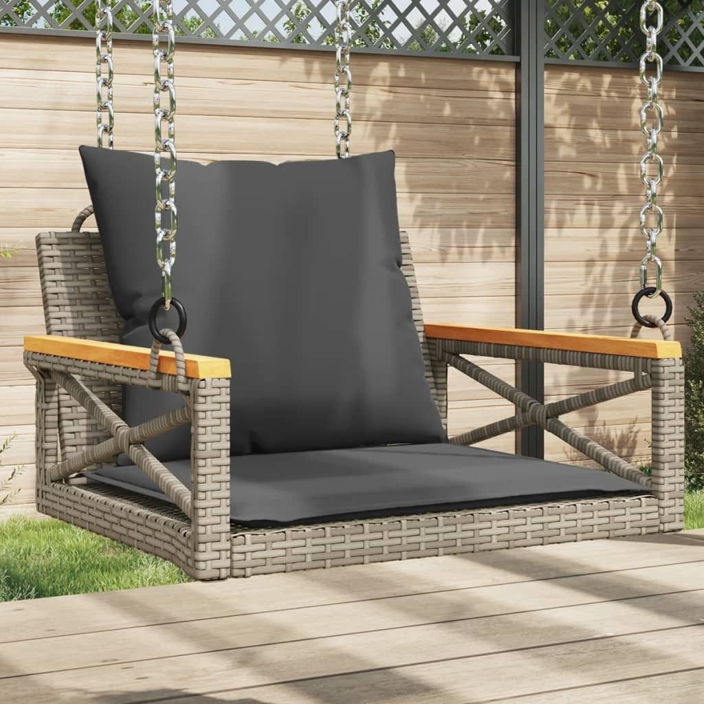 Maison Exclusive - Hängesessel mit Kissen Grau 63x62x40 cm Poly Rattan