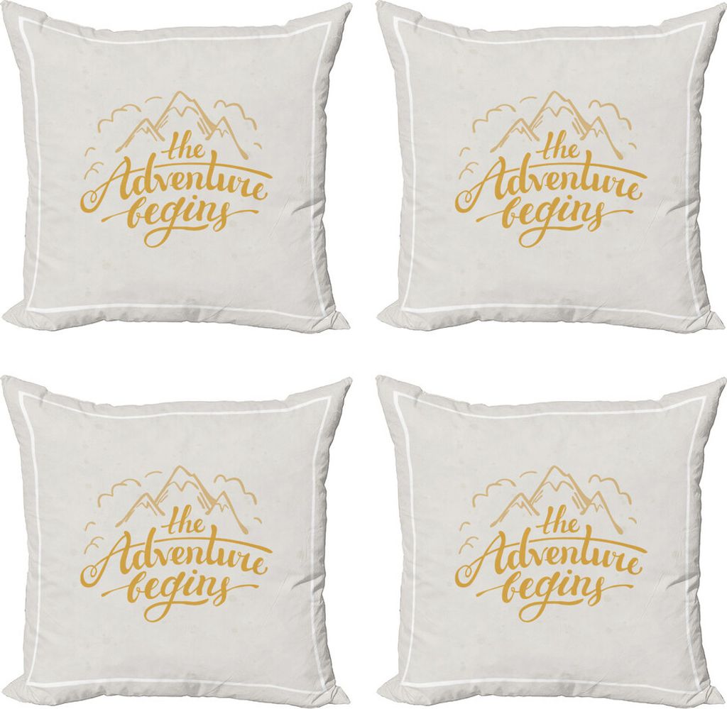 ABAKUHAUS Abenteuer Kissenbezug Set (4 Stück), Vibrant Ausblick Reise, Moderner Doppelseitiger Digitaldruck, 60 cm x 60 cm, Erde Gelbe Aprikose