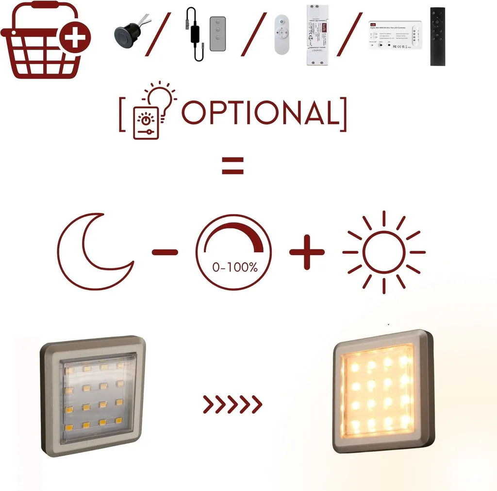 Éclairage sous Meuble LED Blanc Chaud 3000K Kit de 8 avec Pied de Commande - 8
