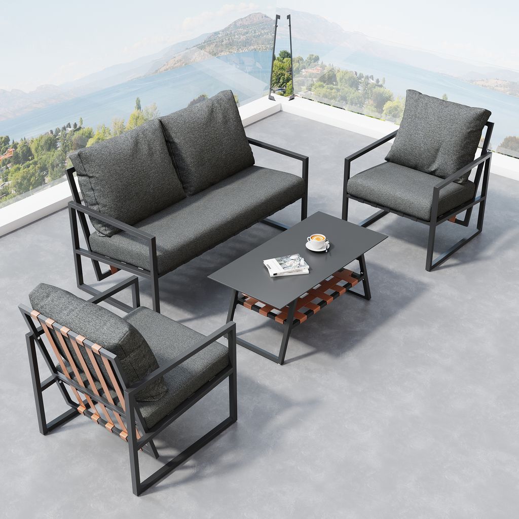 Flieks Gartenmöbel Set 4-tlg, Balkonmöbel Set für 4 Produktbild 2
