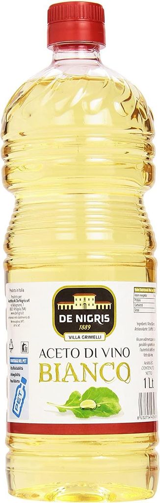 12x De Nigris Aceto di Vino Bianco / Weinessig weiss essig 1000 ml. italien Küche + Italian Gourmetr polpa 400g
