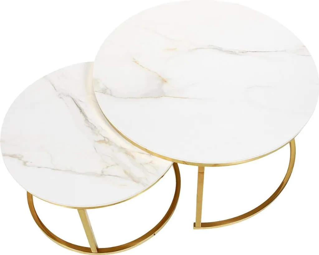 Table basse blanche et dorée JONES 80 avec finitions de qualité - 3