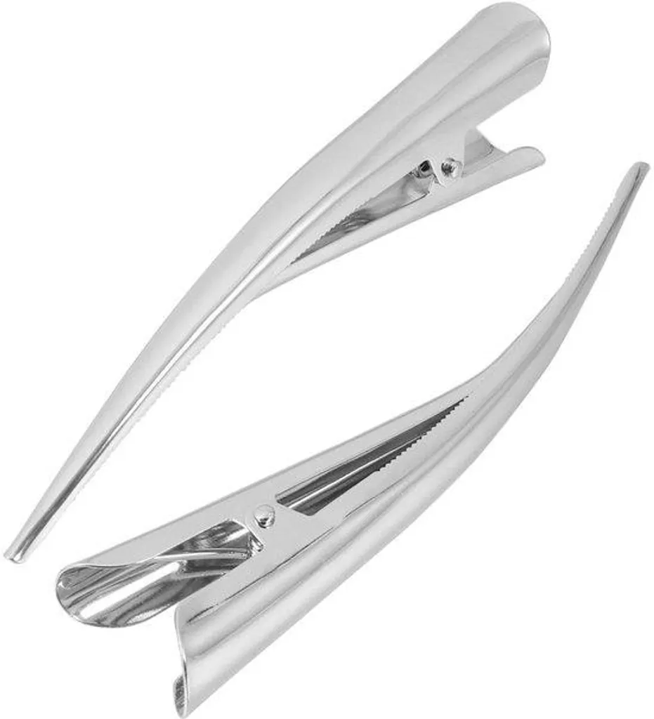 12 Grandes Barrettes Gland Argentées en Métal pour Coiffeurs Pro