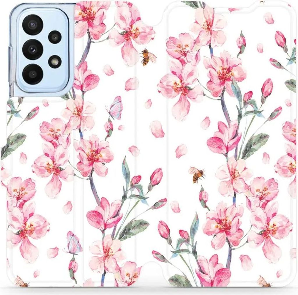 Handyhülle mit klappe für Galaxy A23 4G, Mobiwear Book, Rosa Frühling