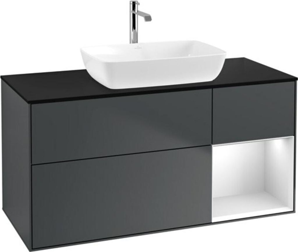 V&B Waschtischunterschrank Finion 120cm, Pl b m, Rg w m Lac, md bl. m Lac