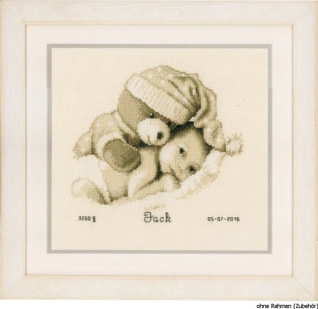 Tableau à broder point de croix Bébé Ours cadeau de naissance à faire