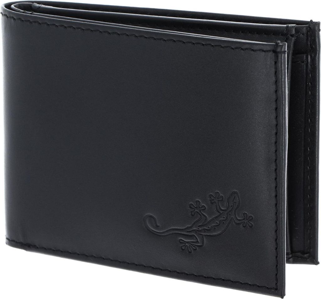 oxmox Leder Geldbörse Leather RFID Protect Pocketbörse Lizard 2.0 Embossed Black schwarz