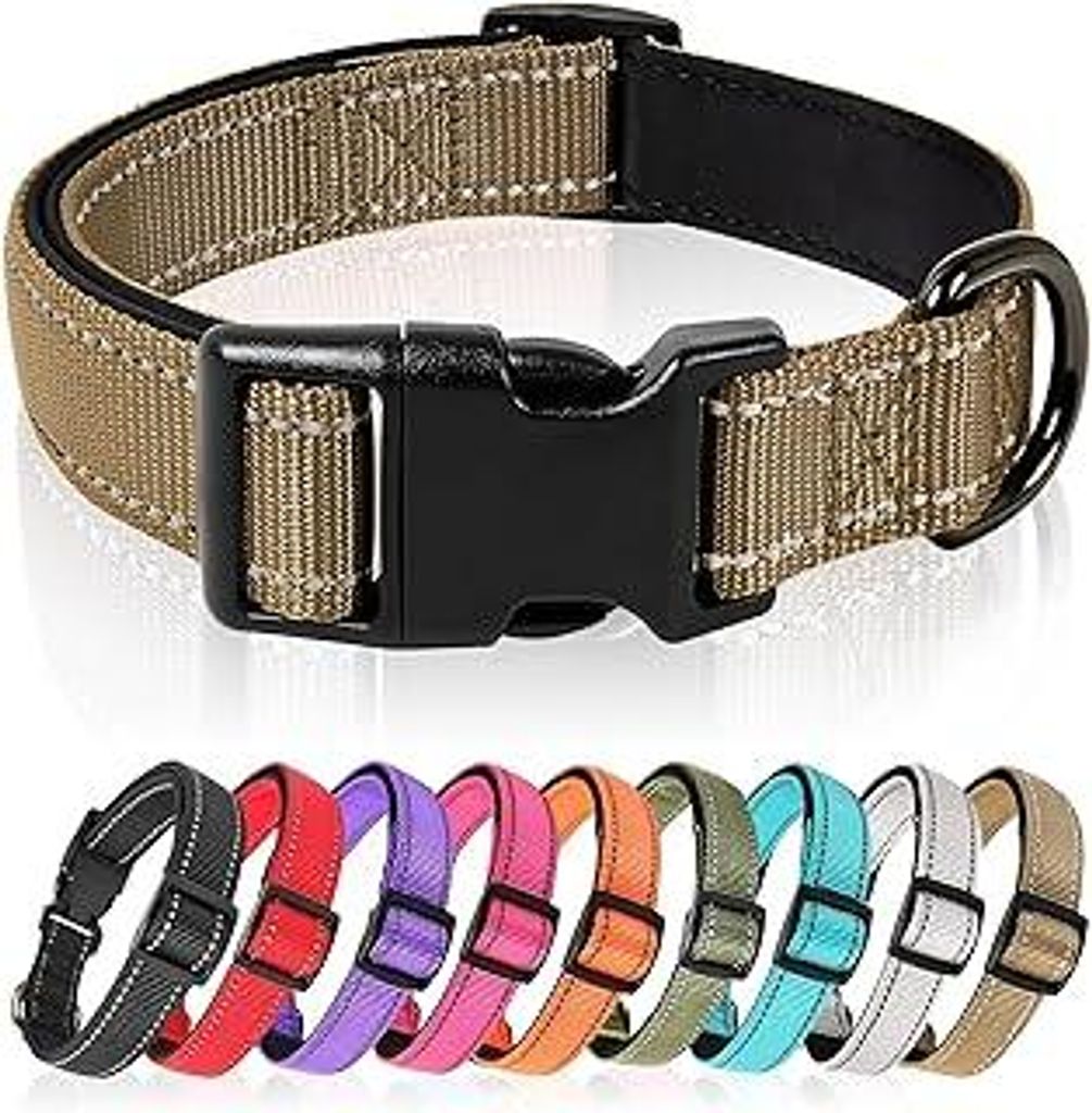HEELE Hundehalsband, Hundehalsband aus Nylon, Reflektierend Halsband Hund mit Weich Neopren Gepolstert für Welpen Kleine Mittel Große Hunde Läng...