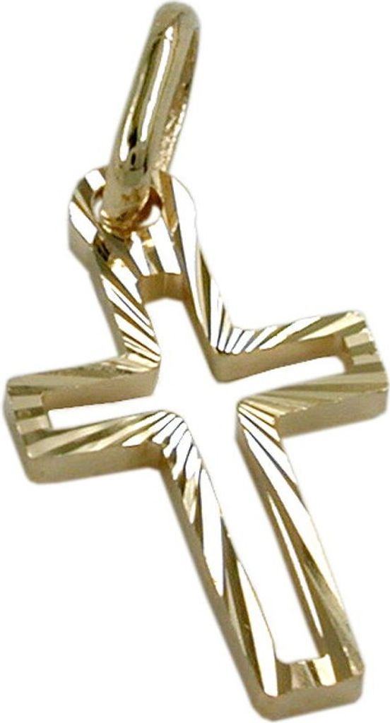 Kreuz Anhänger Kettenanhänger diamantiert aus 585 Gold Gelbgold Goldanhänger
