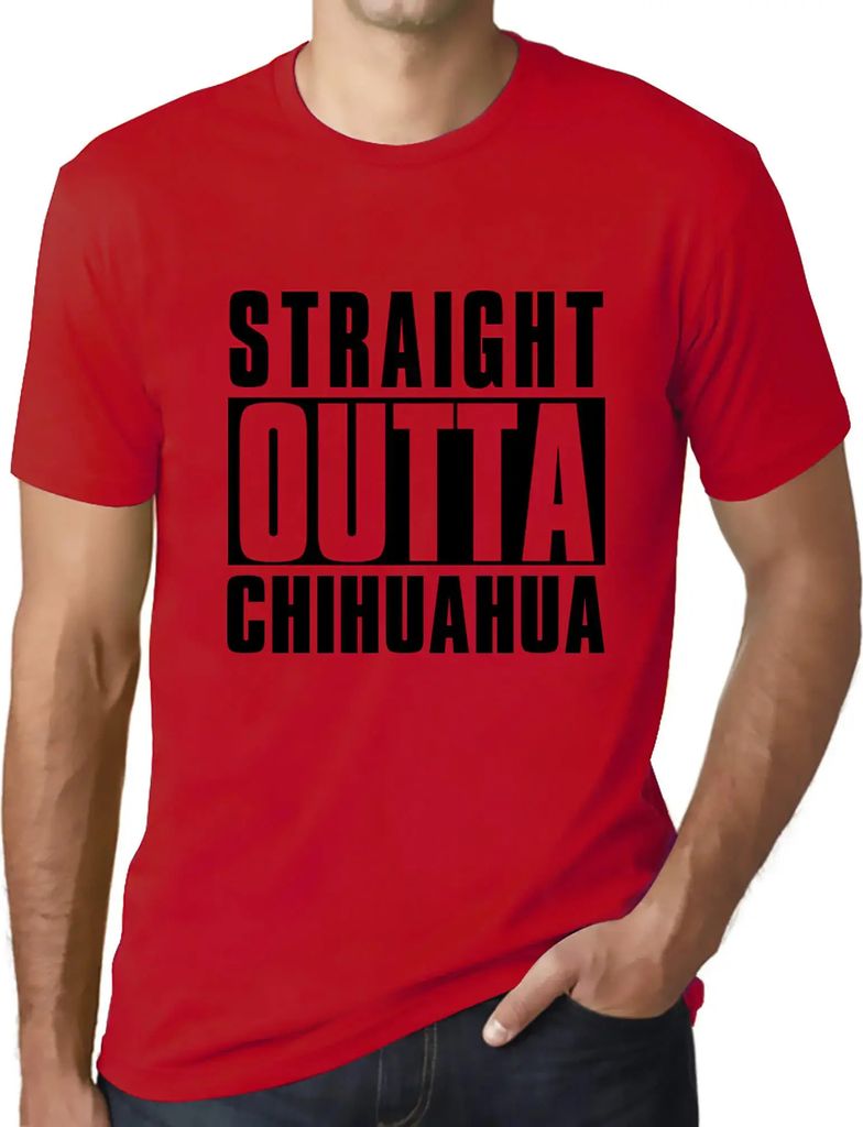 Herren Grafik T-Shirt Straight Outta Chihuahua Öko-Verantwortlich Vintage Jahrgang Kurzarm Lustige Druck Geburtstag Geschenk Mann