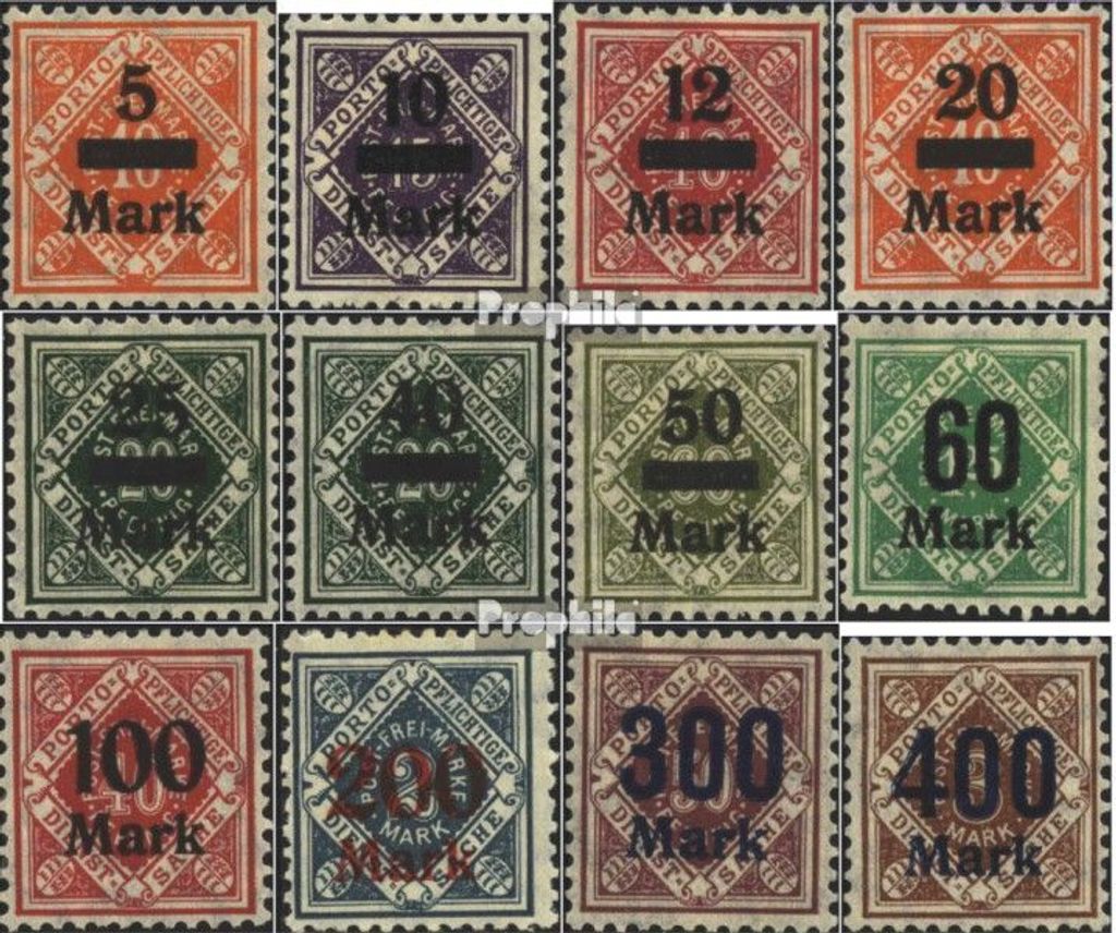 Briefmarken Württemberg 1923 Mi D159-D170 (kompl.Ausg.) postfrisch Ziffern in Raute
