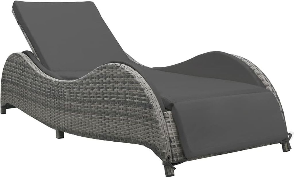 Sonnenliege mit Auflage Poly Rattan Anthrazit