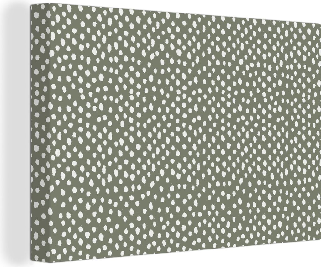 OneMillionCanvasses - Leinwandbilder - 150x100 cm, Polka dots - Grün - Weiß - Muster, Wandbilder Kunstdruck Wanddekoration - Foto auf Leinwand ...