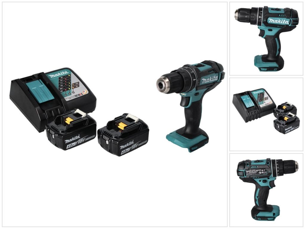 Makita DHP 482 RM Akku Schlagbohrschrauber 18 V 62 Nm + 2x Akku 4,0 Ah + Ladegerät