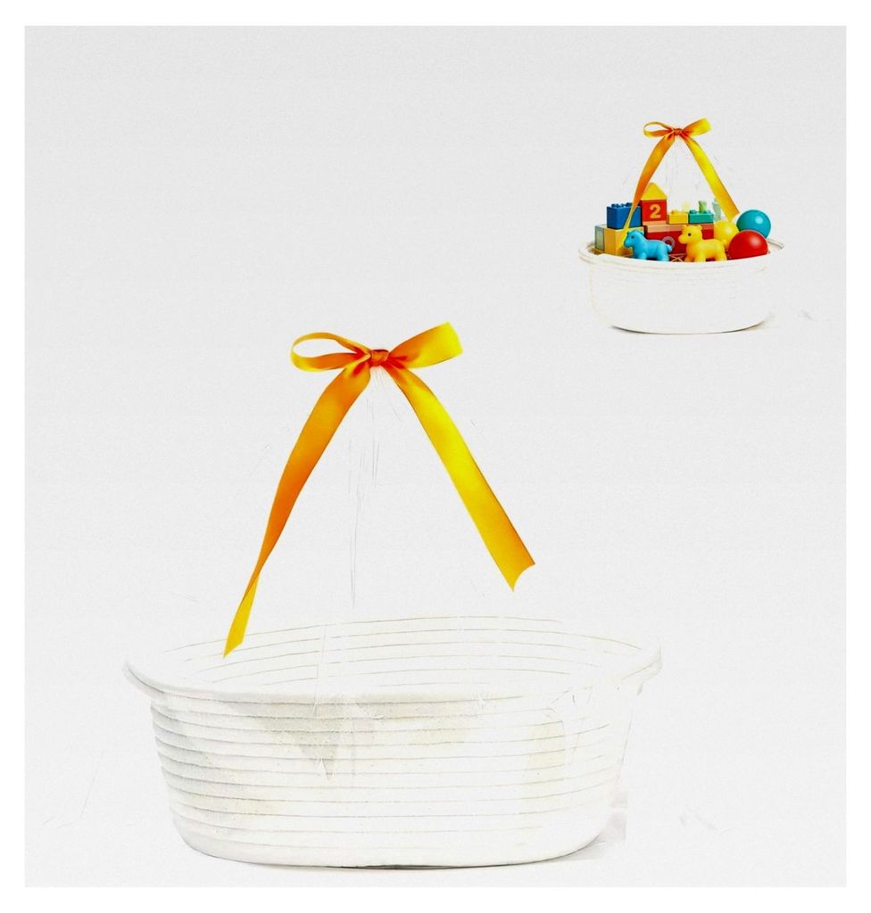 Geflochtener Geschenkkorb, Leer, mit Geschenktüte und Bändern, 30x20x12 cm, Präsentkorb für verschiedene Anlässe