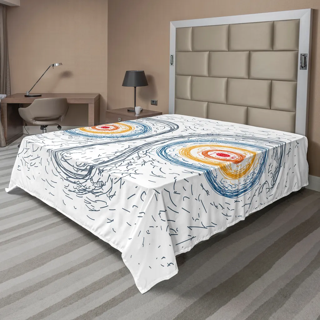 Drap Supérieur Imprimé Visage Humain Confus Multicolore pour Lit Double