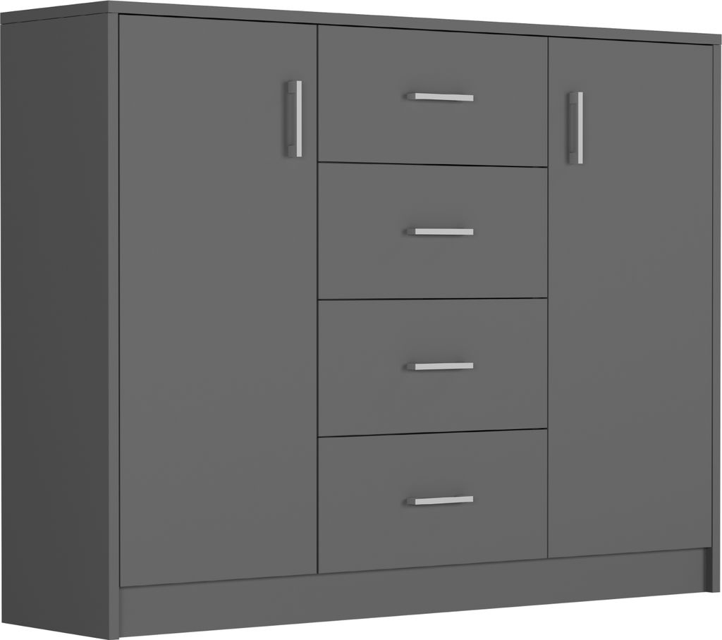 KOMODA 110CM SZAFKA 4 SZUFLADY 2 PÓŁKI Antracyt U1 Obrázek produktu 