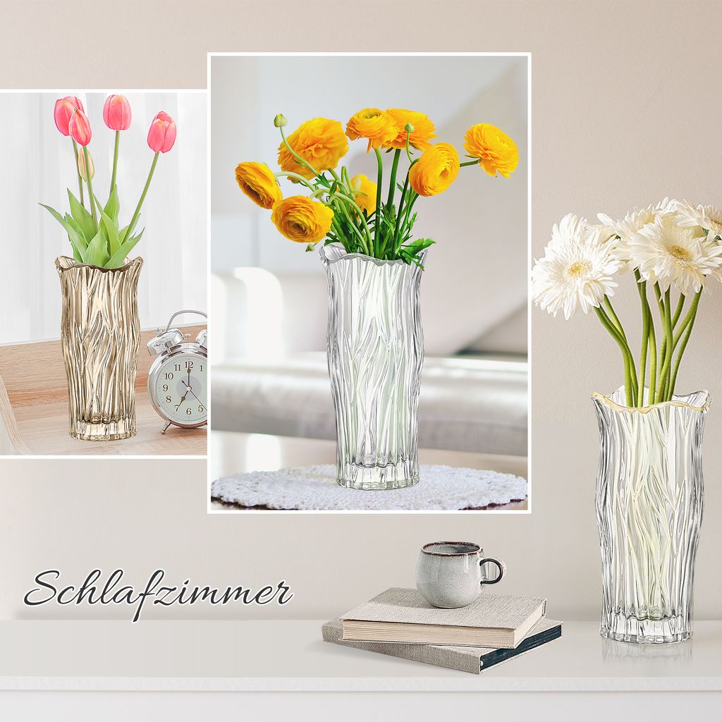 Klare Glasvase, Kristall, dekorative Blumenvase, floraler Produktbild 7